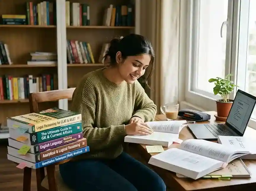 Best books for CLAT 2027 preparation  |  subject-wise guide for English, Legal Reasoning, GK, Logical Reasoning and Quantitative Techniques with topper-recommended titles
