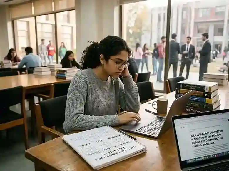 JGLS vs NLU 2026 comparison  |  Jindal Global Law School vs National Law Universities: fees, rankings, placements, admission and career outcomes