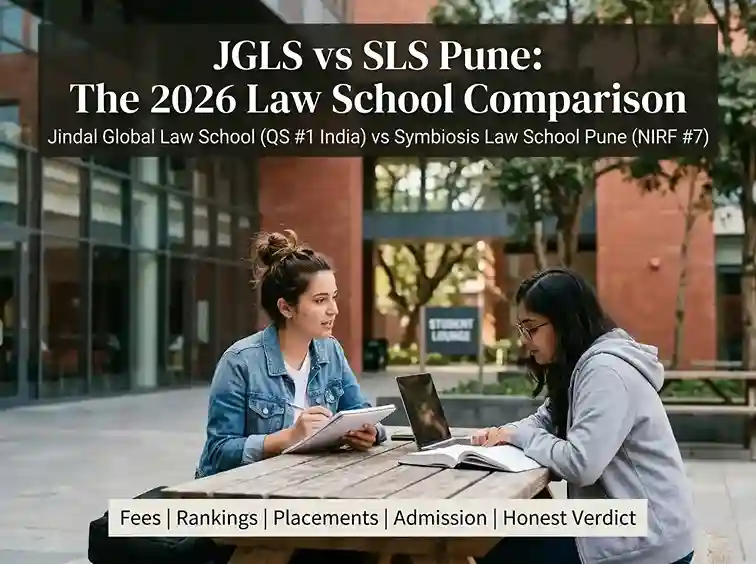 JGLS vs SLS Pune 2026  |  complete comparison of Jindal Global Law School (QS #1 India) vs Symbiosis Law School Pune (NIRF #7) covering fees, rankings, placements, admission and honest verdict