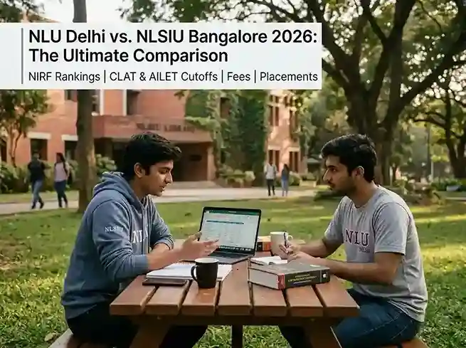 NLU Delhi vs NLSIU Bangalore 2026 comparison  |  NIRF ranking, AILET vs CLAT cutoff, fees, placements and which is better for law careers in India