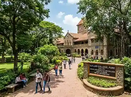 ILS Law College Pune (Indian Law Society's Law College)  |  154-acre campus on Law College Road, Pune, Maharashtra. IIRF #4 Law India 2025, NAAC A Grade, established 1924. Campus architecture and green surroundings.