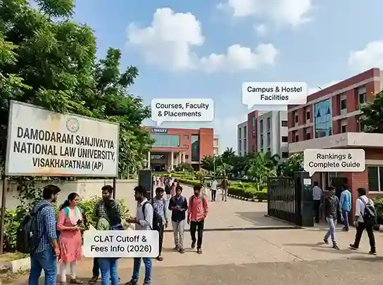 DSNLU Visakhapatnam  |  Damodaram Sanjivayya National Law University complete guide 2026 covering CLAT cutoff, fees, courses, placements, campus facilities, hostel, faculty, and rankings for NLU Visakhapatnam Andhra Pradesh