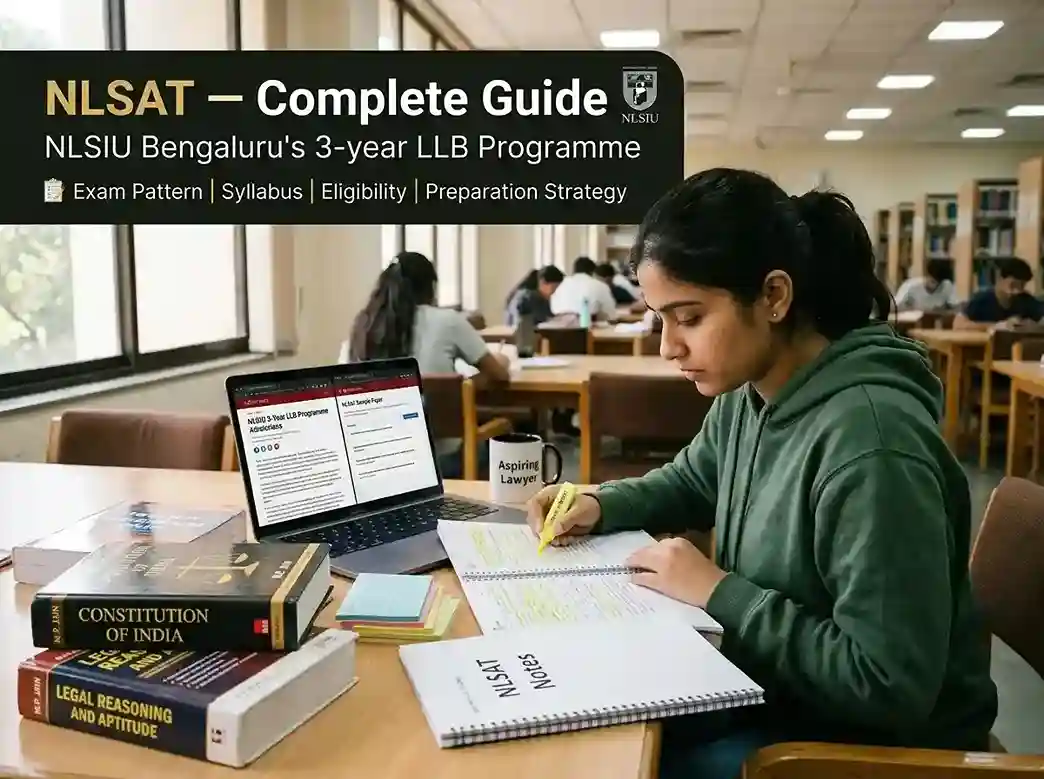 NLSAT 2026-27 — Complete guide to National Law School Admissions Test for NLSIU Bengaluru's 3-year LLB programme: exam pattern, syllabus, eligibility and preparation strategy