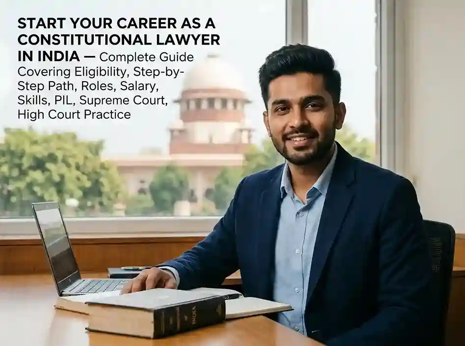 Start your career as a constitutional lawyer in India  |  complete guide covering eligibility, step-by-step path, roles, salary, skills, PIL, Supreme Court, High Court practice