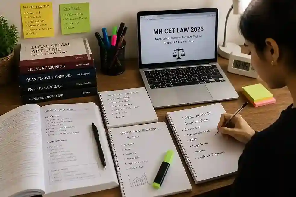 MH CET Law 2026 study material  |  section-wise notes and preparation guide for 3-year and 5-year LLB in Maharashtra