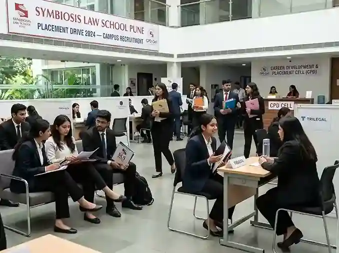 Symbiosis Law School Pune placements  |  campus recruitment drive, CPD Cell, students at placement interviews
